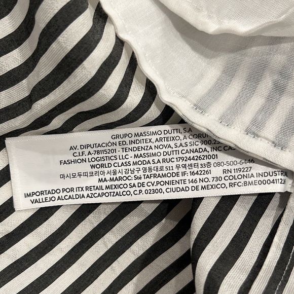 Massimo Dutti long sleeve belted button down black &white 3/4 length dress XS/S - Picture 7 of 16